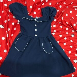 Janie and Jack Navy Puff-Sleeve Pocket Dress for Kids